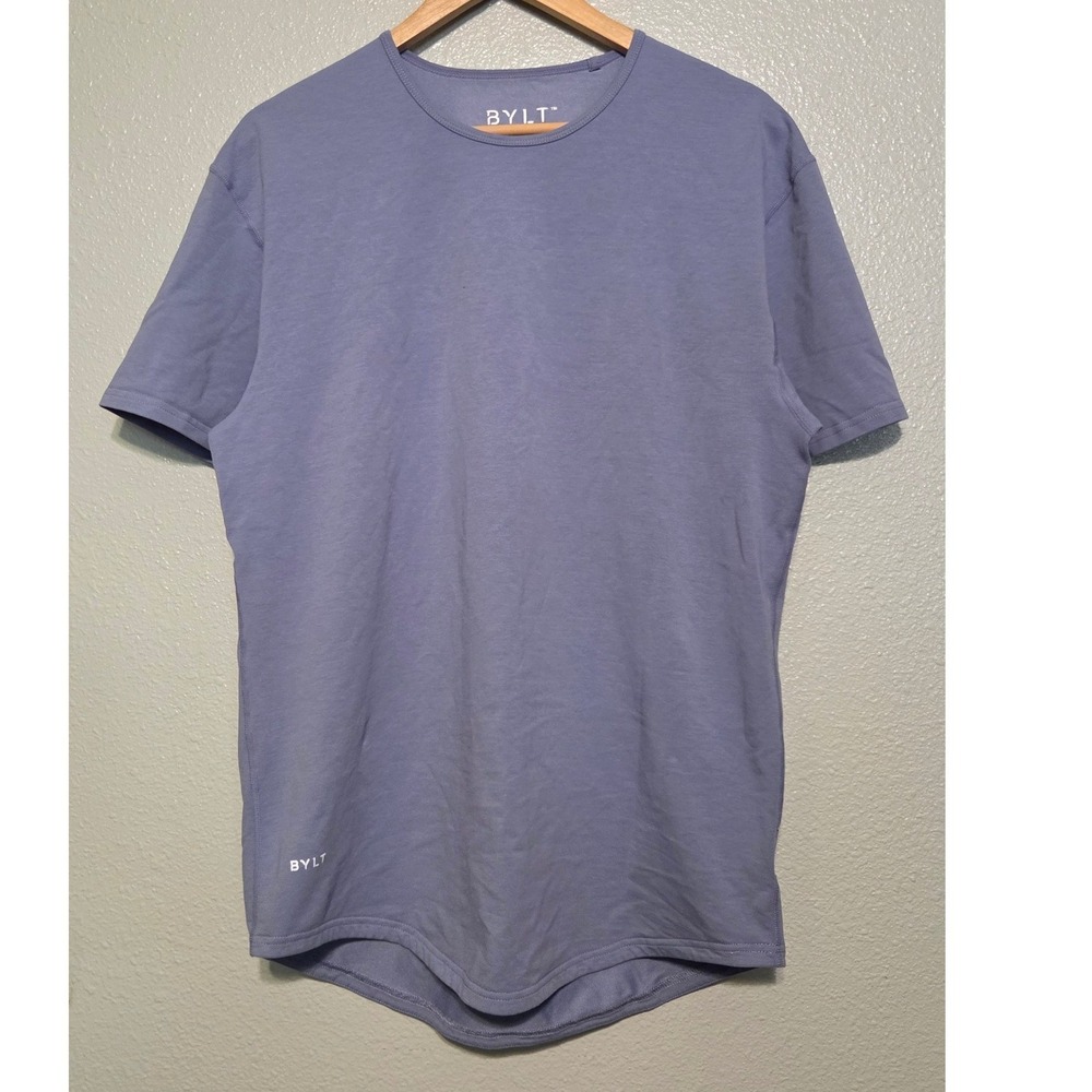 BYLT Basics LUX Drop Cut T-Shirt Large Blue Athletic Stretch Curved Hem
